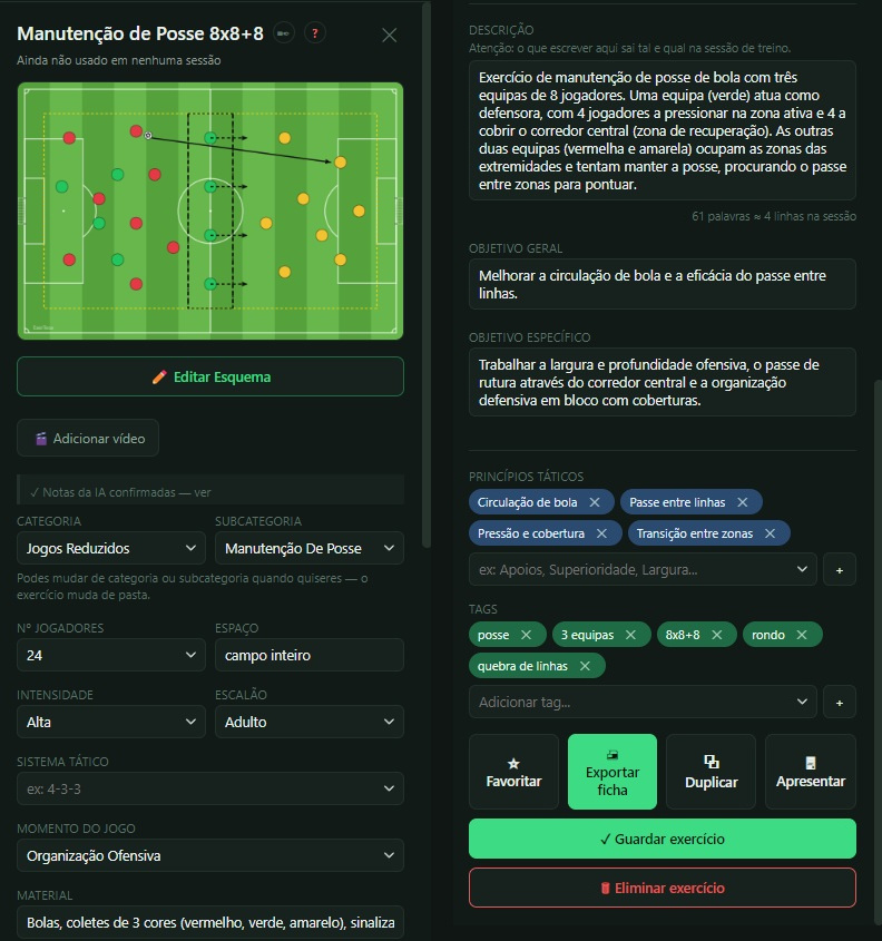 A ficha de um exercício